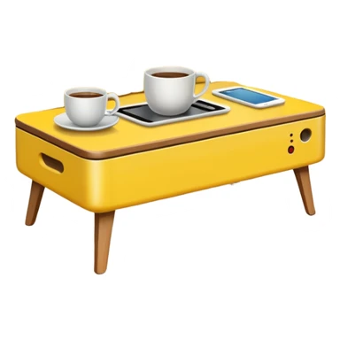 yellow coffe table, coffee on top
 sticker