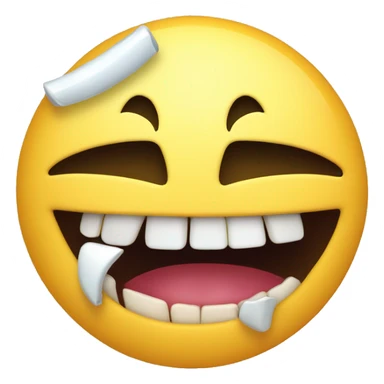 a beaten up smiley face missing a tooth and trying to smile sticker