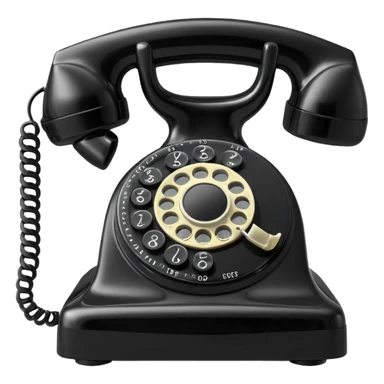 vintage rotary dial telephone, classic plastic body. sticker