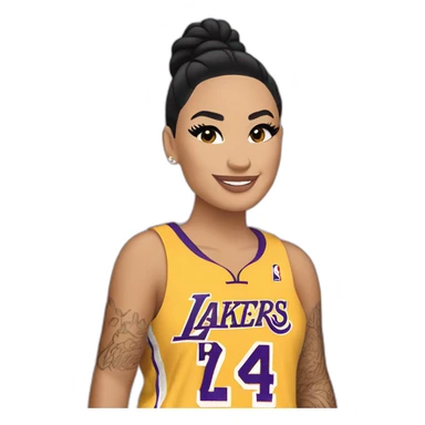 demi lovato wearing yellow lakers jersey sticker