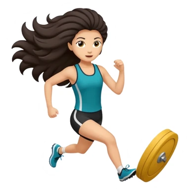 Treino de corrida feminino morena cacheada cabelos cumpridos caindo nas costas sticker