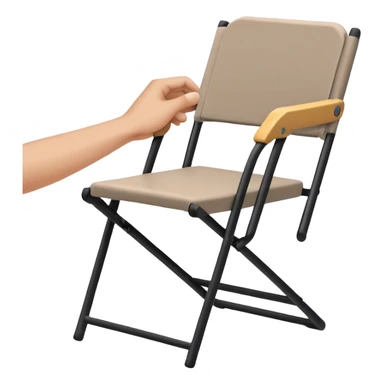 hands placing a folding chair, close up sticker