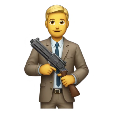 man holding toy gun at camera sticker