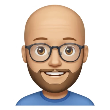 Quiero un emoji de un hombre pelado, con lentes y barba, pero que se vea joven sticker