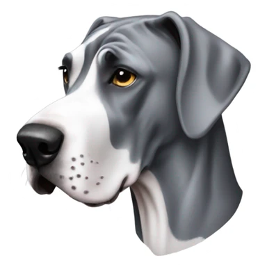 Grey great dane with human winter coat sticker