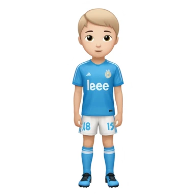 Un enfant qui a le coupe sur le coter et qui porte un maillot de marseille sticker
