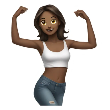 Dancing girl brunette pretty sticker