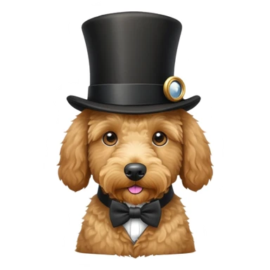 Golden doodle dog with a top hat and monocle  sticker