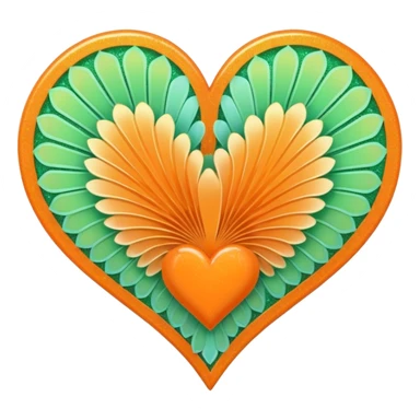 orange glitter heart with light pastel green fans (theater vibes) in the background sticker