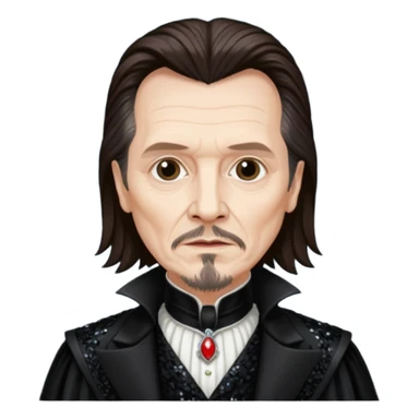 Gary Oldman as Dracula with long dark brown hair, black sequin outfit, without glasses sticker