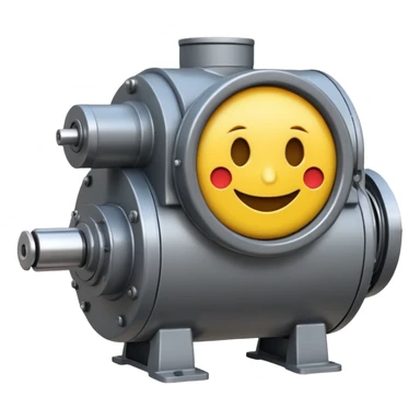 Industrial mechanical motor with a smiley face, emoji for the new electric music genre Motor breaks must be friendly and sellable must be small but clear child friendly, ready to use as a logo sticker