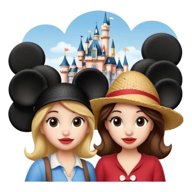 Haz un dos chicad una la bella de Disney y la otra uo con el pelo rizado largo haciendose un selfie como si et UVI ETB en el perquè de isney sticker