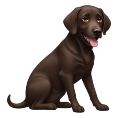 Chocolate labrador playing with woman long black hair sticker