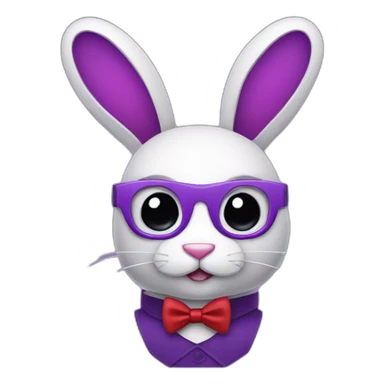purple robbot bunny with a red bowtie sticker