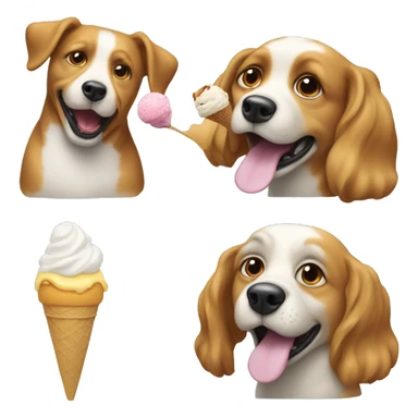 Dog eating ice cream with Donald trump sticker