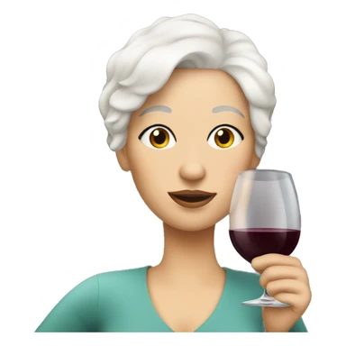 White woman with short white hair drinking wine sticker