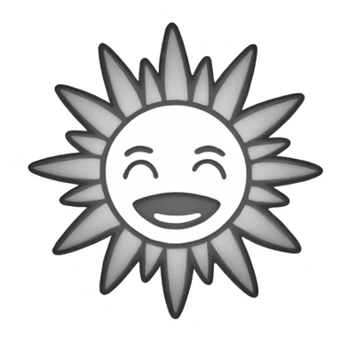 A sun like vacation emoji but no color just white outline sticker