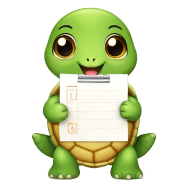 A cute little turtle with a task list with check mark sticker