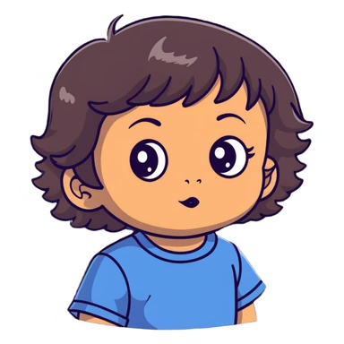 toddler face with big eyes, medium skin tone, and dark wavy hair sticker