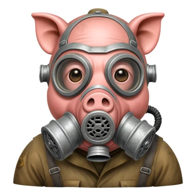a pig in a Soviet gas mask sticker