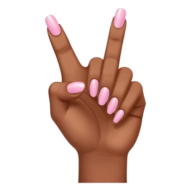 Medium brown skin hand showing thumbs up with light pink painted fingernail polish  sticker