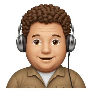 fat man with curly hair and headphones sticker