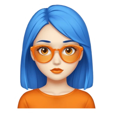 blue skinned orange glassed child girl sticker