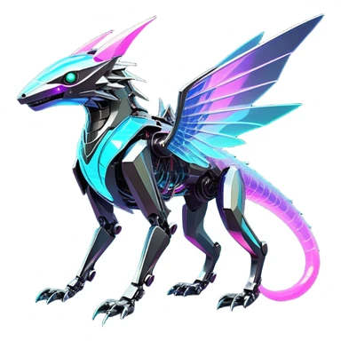  Epic legendary rare glowing mechanical Shiny sparkly transparent bioluminescent luminescent vibrant bright pastel dark exotic iridescent colorful gradients futuristic modern metallic glossy glittery fantasy-cyber-Fakémon-Vernid-creature sticker