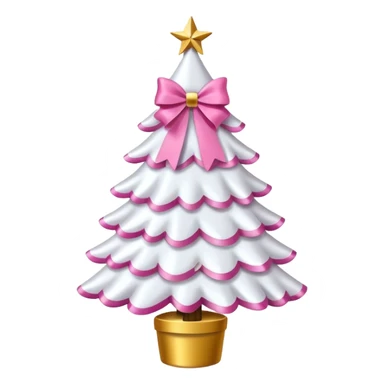WHITE CHRISTMAS TREE WITH PINK BOWS AND GOLD TINSEL sticker