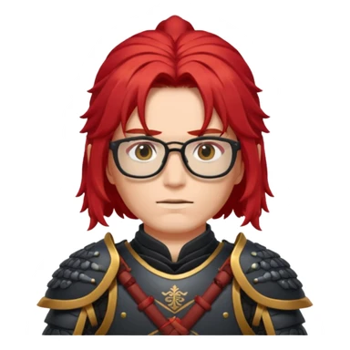 red long hair samurai with glasses sticker