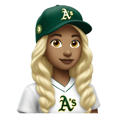 Oakland Athletics young woman black hair baseball cap sticker