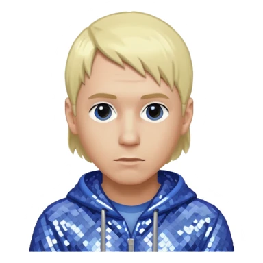 Eminem with blonde hair, periwinkle sequin outfit  sticker