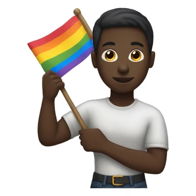 Dark skin colour person holding gay flag  sticker