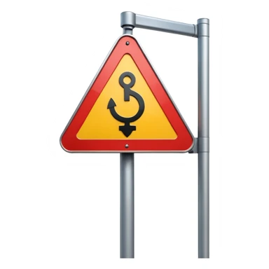 A 3D cartoon street sign showing a towing symbol, on a metal pole, clean background, Memoji-style rendering. sticker