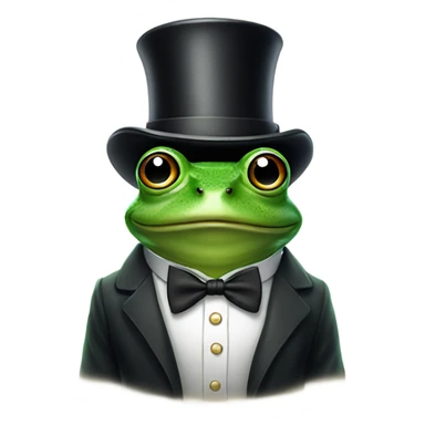 Frog wearing a top hat and a spectical sticker