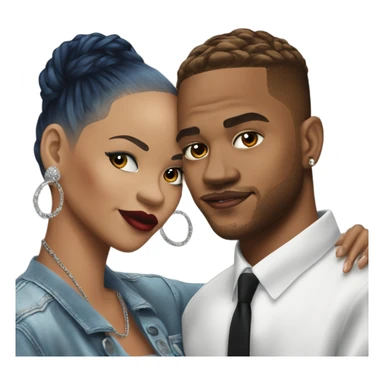 Hyper Realistic C Breezy and Rhianna romantic photo  sticker