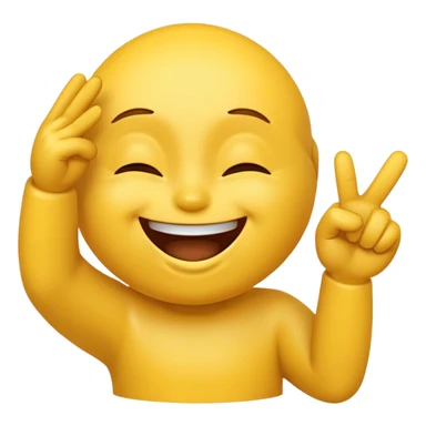 a yellow emoji laughing with eyes closed pointing its fingers forward sticker