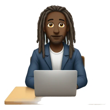 Black-guy-with-dreads-sitting-down-on-deskchair-facing-foward-focused-on-laptop-computer sticker