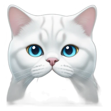 fat white british shorthair cat with iceblue eyes sticker