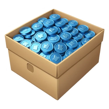 blue coins credit in a package sticker