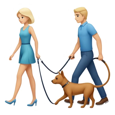 Woman walking a man on a leash with the man on all fours like a dog sticker