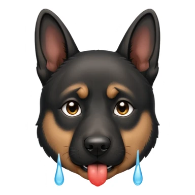 all black german shepherd face crying large tears looking sad sticker