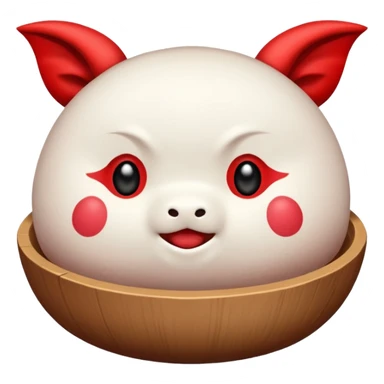 Un mochi japonés con cuernos y rabo de diablo  sticker