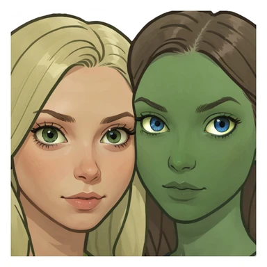 blonde girl with blue eyes brunette girl with brown eyes  sticker