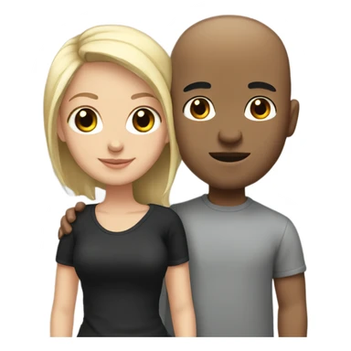 girl with black and blonde hair with bald man boyfriend sticker