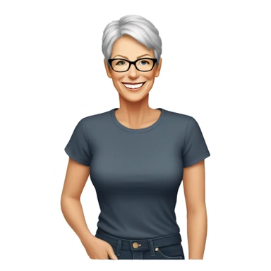 jamie lee curtis cartoon smiling wearing tee sticker