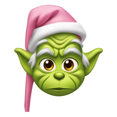 Grinch with a light pink santa hat sticker