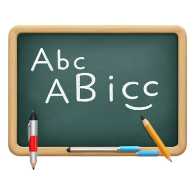 Whiteboard with ABC written on with handwriting sticker