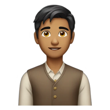 young handsome Indian boy with fair skin with sharp jawline and small eyes sticker