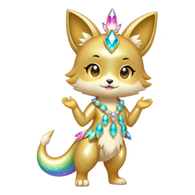 Cute Kawaii Chibi Anthro Sona Pretty Shiny Colorful Sparkly Fakemon-Sona Full Body sticker